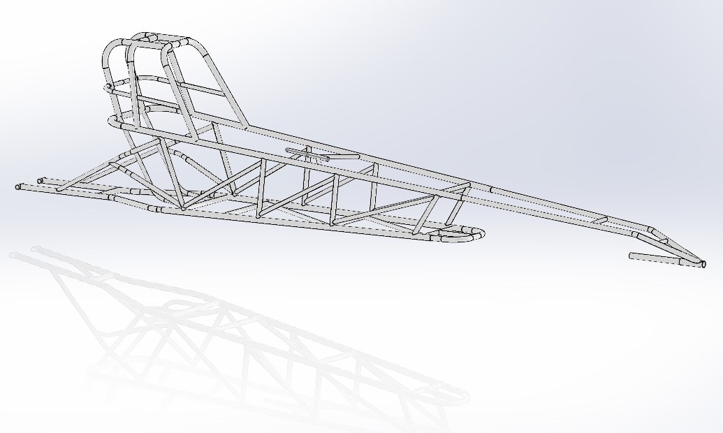 SolidWorks 3D model of a Jr Dragster chassis