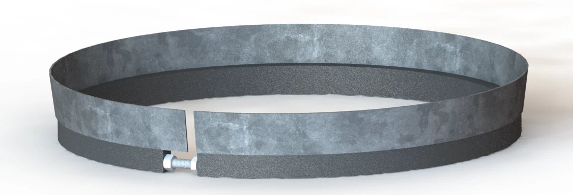 Adjustable steel manhole riser ring made by R.E.L.L. Corporation